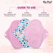 Washable Reuseable Maxi Pads (Pink) with pack of 4 panty liners