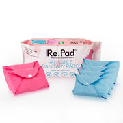 Reusable 2 Maxi sanitary pad for low flow (pink) + Super Maxi 4 pads for high low (blue)