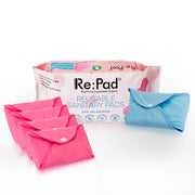 Reusable 4 Maxi sanitary pad for low flow (pink color) + Super Maxi 1 pads for high flow (blue color)