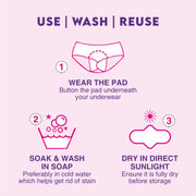 Reusable 2 Maxi sanitary pad for Moderate flow (pink) + Super Maxi 4 pads for Heavy low (blue)